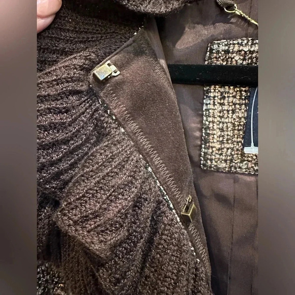 Magaschoni Collection Gold Metallic Tweed Ruffled Wool Blend Jacket Size 2 - Picture 8 of 16